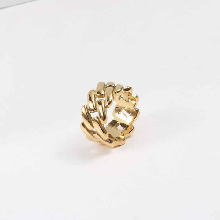 IVIAPRO Jewelry Trendy Stainless Steel Waterproof 18K Gold Plated Chunky Link Chain Band Rings for Women