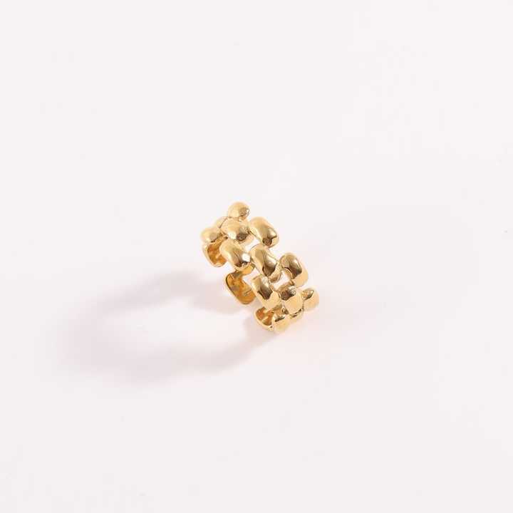 Trendy 18K Gold High End Waterproof Stainless Steel Jewelry Hollow Mesh Link Chain Rings for Women