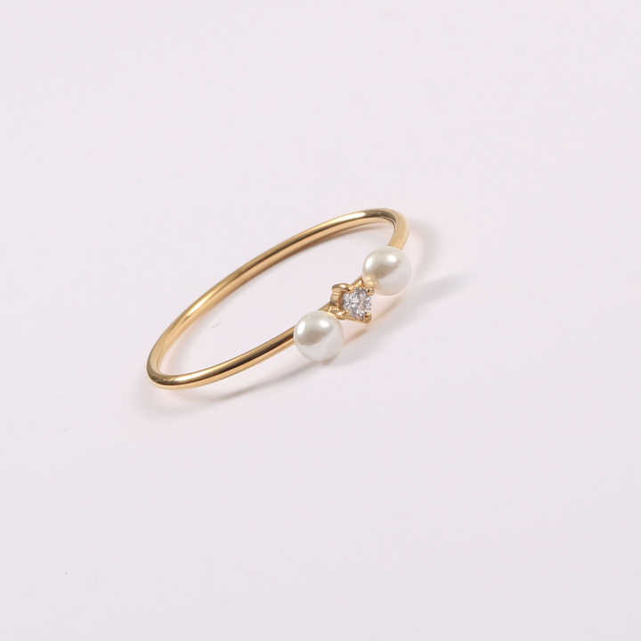 Jewelry Wholesale Trendy Stainless Steel 18K Gold Plated Pearl Rings for Women Non Tarnish Jewelry