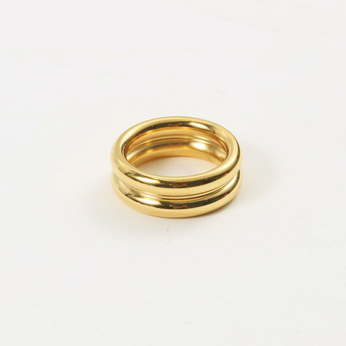 Trendy Stainless Steel Jewelry High End 18K Gold Plated Tarnish Free & Waterproof Chunky Stainless Steel Band Rings for Women
