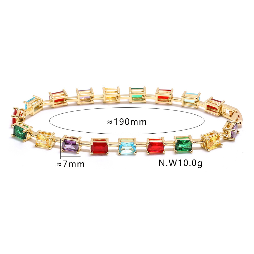 IVIAPRO Fashion Jewelry Brass with 18K Gold Plated Colorful CZ Bracelet for Women