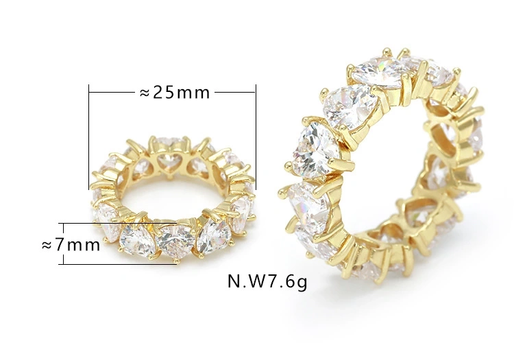 IVIAPRO Fashion Jewelry 18K Gold Plated Heart Zircon Wedding Bands Rings for Women