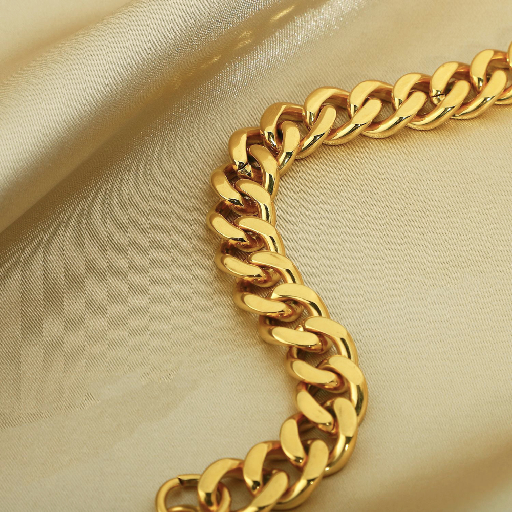 VIAPRO Fashion Jewelry Personalized 18K Gold Plated Stainless Steel Mens Women Chain Link Chain Cuban Bracelet