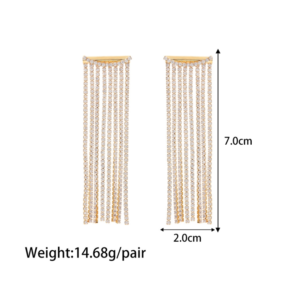 Fashion Jewelry Wholesale French Exclusive Stainless Steel 18K Gold Plated Zircon Dainty Long Tassel Earrings for Women