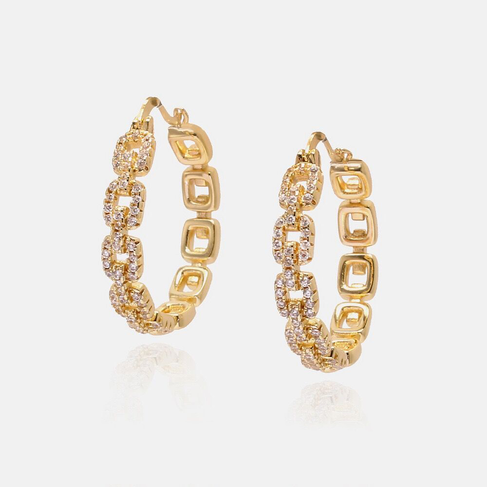 IVIAPRO Fashion Jewelry Wholesale 18K Gold Plated Wedding Party CZ Hoop Earings for Women