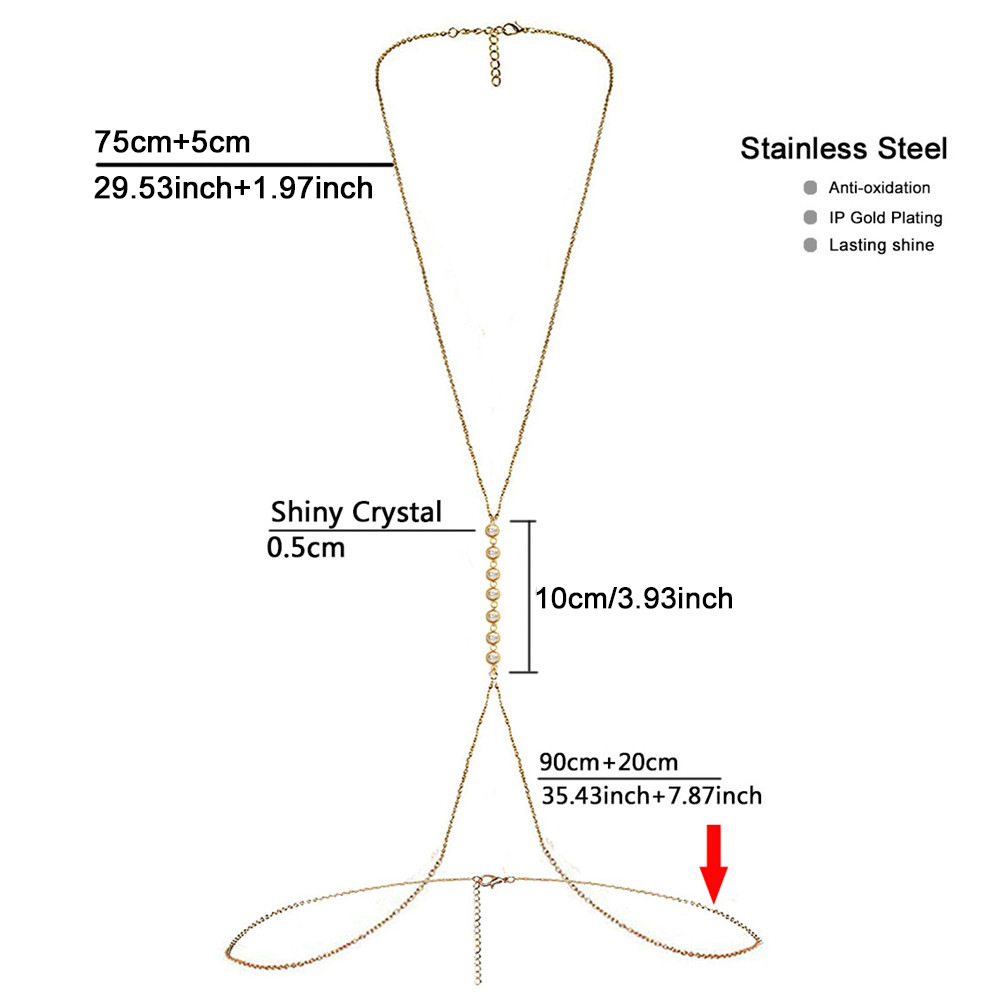 Fashion Stainless Steel 18K Gold Plated Tarnish Free Women Body Chain Jewelry