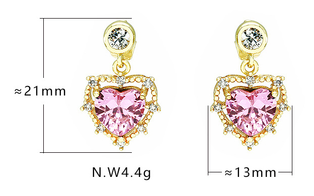 New Arrival Pretty Jewelry Brass 18K Gold Plated Heart Shape CZ Stud Earrings for Women Valentine's Day Gift