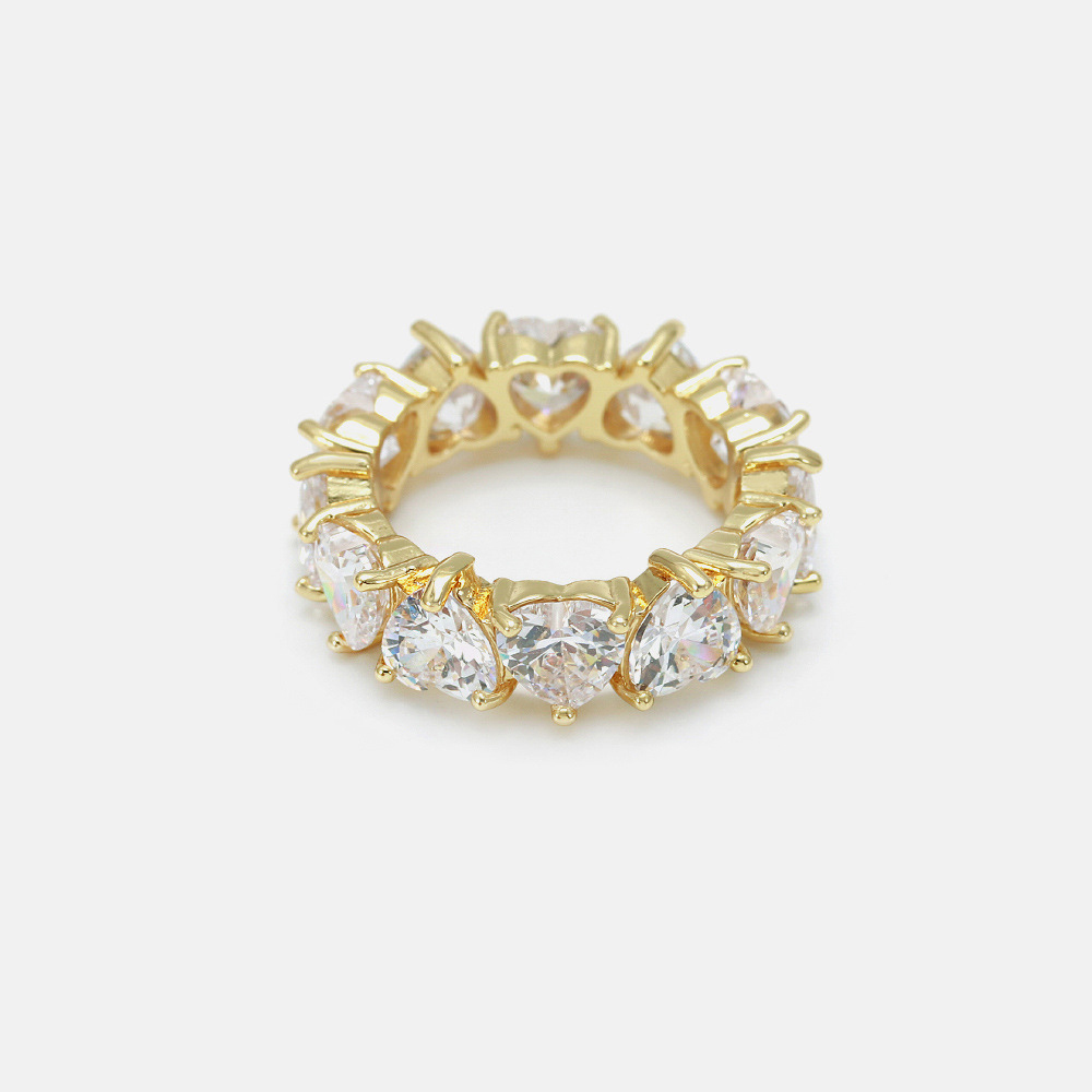 IVIAPRO Fashion Jewelry 18K Gold Plated Heart Zircon Wedding Bands Rings for Women