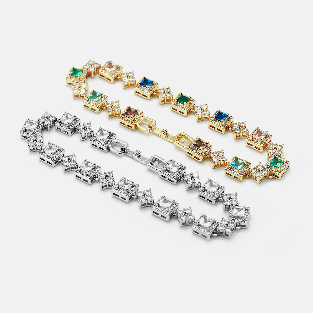 VIAPRO Wholesale Beautiful Bracelets Brass Mix Color 18K Gold Plated Women Fashion Bracelets