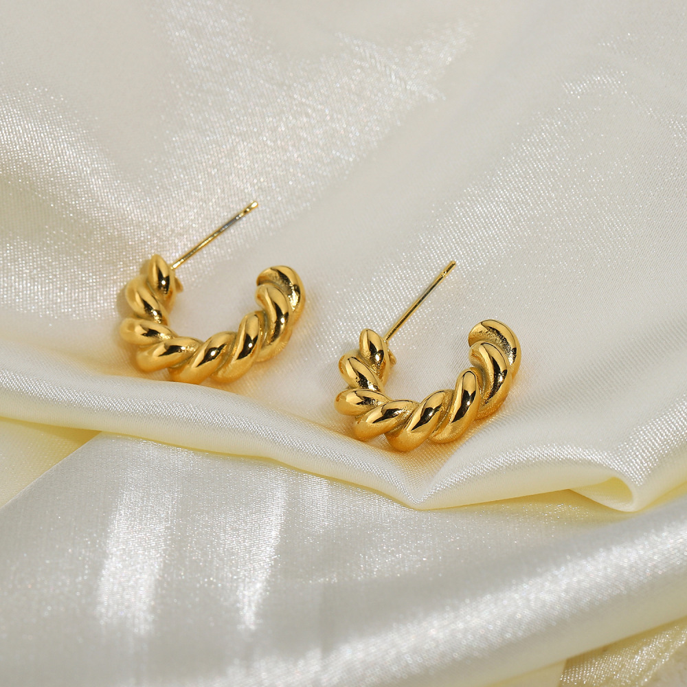 IVIAPRO Fashion Jewelry Gold Plated Cute Rope Chain Hoop Earrings Dainty Stainless Steel Earrings Wholesale