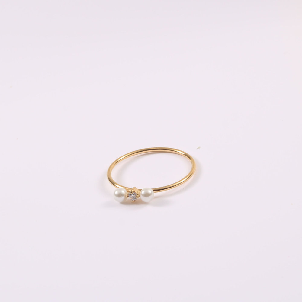 Jewelry Wholesale Trendy Stainless Steel 18K Gold Plated Pearl Rings for Women Non Tarnish Jewelry