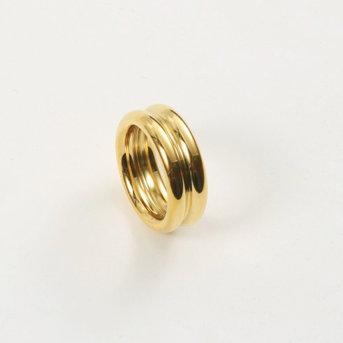 Trendy Stainless Steel Jewelry High End 18K Gold Plated Tarnish Free & Waterproof Chunky Stainless Steel Band Rings for Women