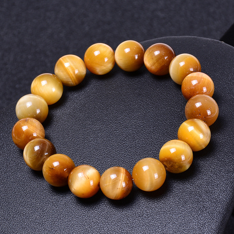 Hot Sale Trendy Natural Golden Tiger Eye Stones Beaded Bracelets for Men and Women Couple Crystal Bracelets
