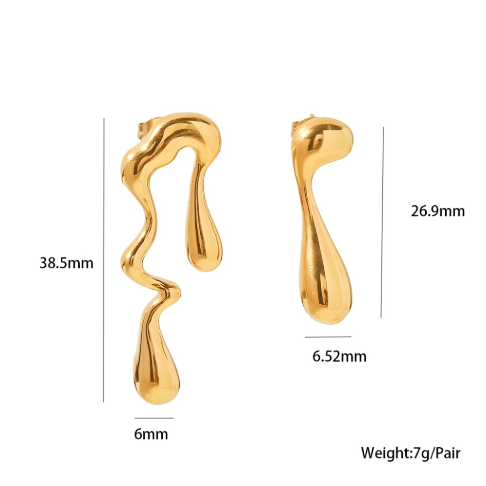 New Arrival Trendy High End 18K PVD Gold Plated Irregular Geometric Stud Earrings Stainless Steel Jewelry Wholesale