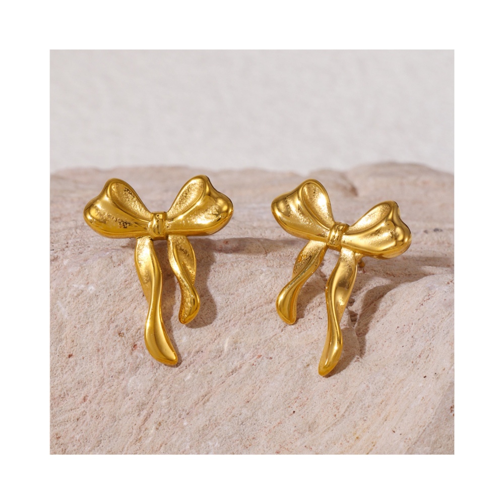 IVIAPRO Fashion Jewelry 18K Gold Plated Tarnish Free and Water Resistant Stainless Steel Sweet Bow Knot Stud Earrings for Girls
