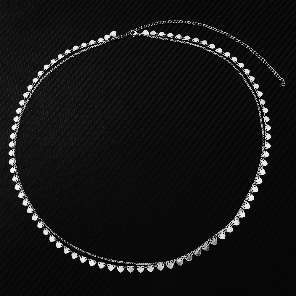 Fashion Stainless Steel Tarnish Free Sexy Bikini Women Panties Body Chain Two Layers Belly Chain Heart Waist Chain Body Jewelry