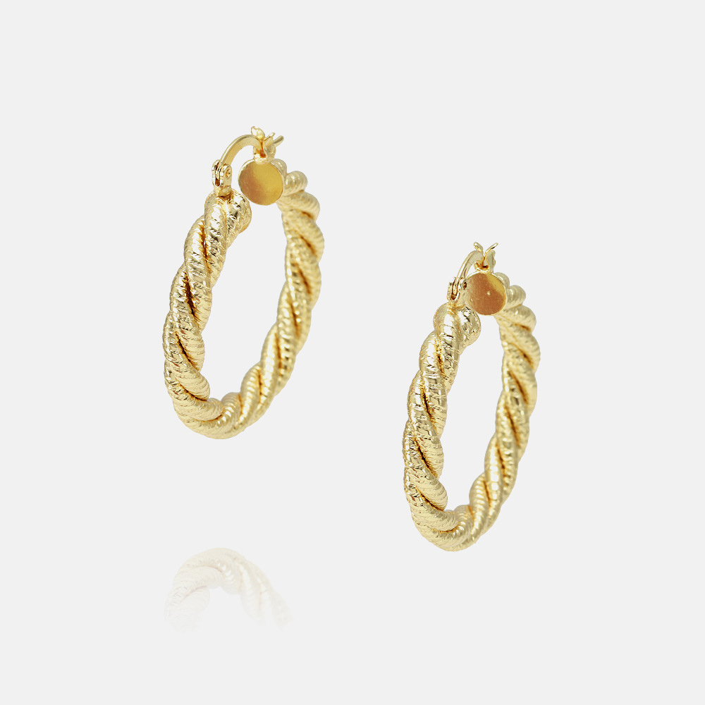 IVIAPRO New Trends Fashion Jewelry Earrings Gifts Hypoallergenic Lightweight 14K Gold Plated Chunky Twist Women Hoop Earrings