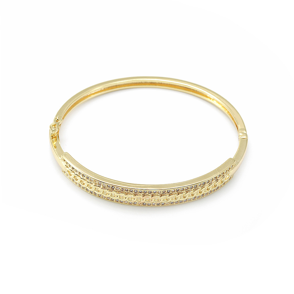 IVIAPRO Jewelry New Arrival Brass with 18K Gold Plated Cubic Zircon Bangles for Women