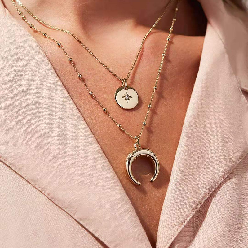 IVIAPRO Fashion 18K Gold Plated Stainless Steel Moon Pendant Necklace Tarnish Free Stainless Steel Jewelry Wholesale