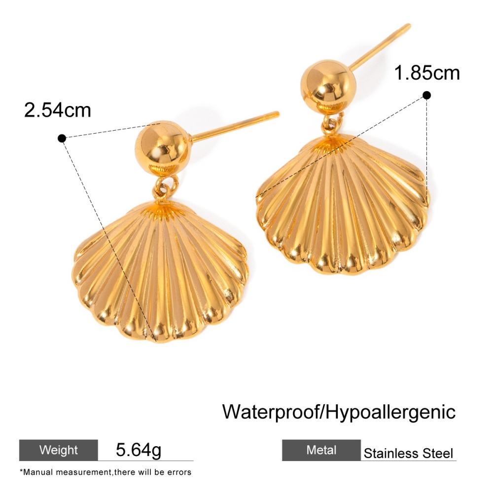 Trendy Ins 18K Gold Plated Earring Stainless Steel Waterproof Shell Shaped Stud Earrings Women Jewelry
