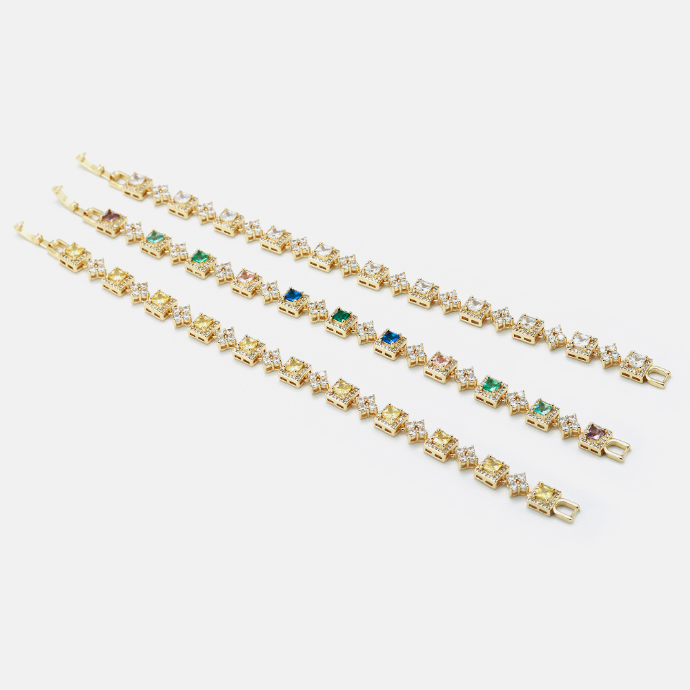 VIAPRO Wholesale Beautiful Bracelets Brass Mix Color 18K Gold Plated Women Fashion Bracelets