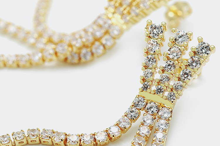Fashion Jewelry Wholesale 18K Gold Plated Elegant Cubic Zirconia Tassel Earrings for Women