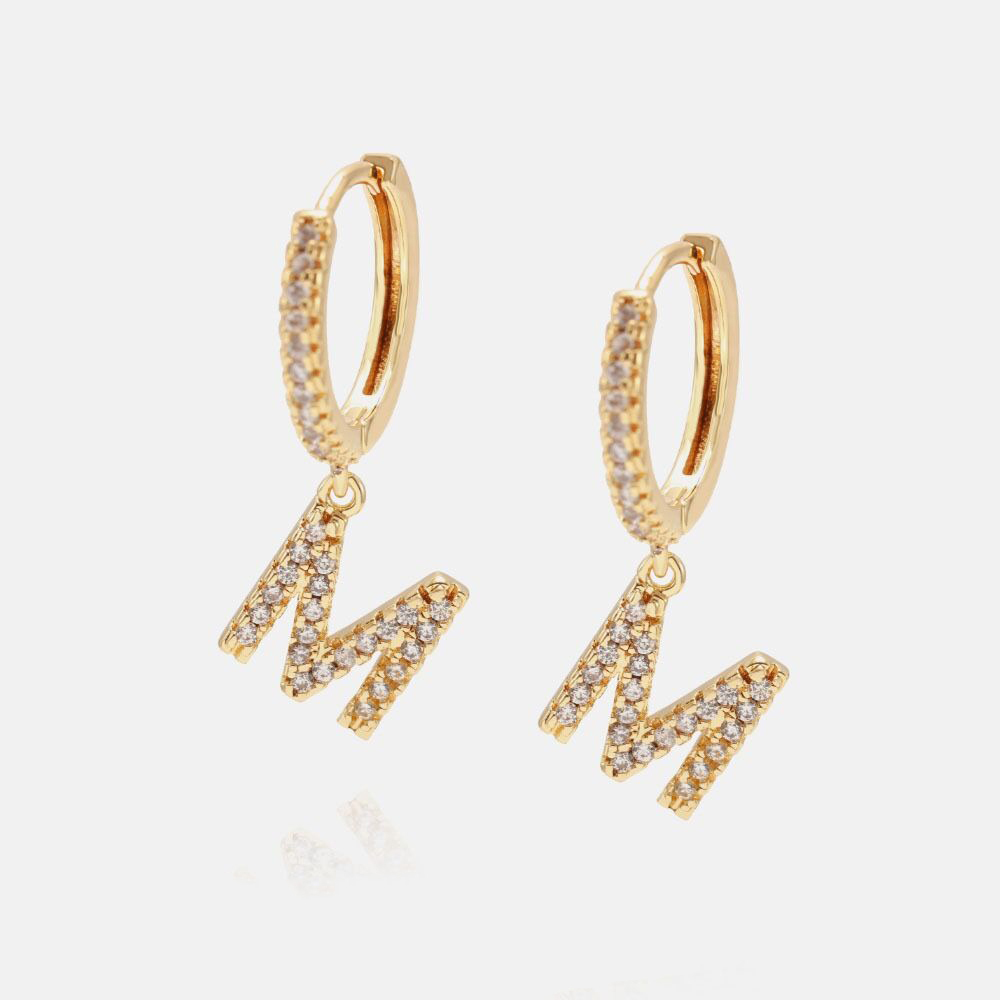 IVIAPRO Hot Selling 26 Letters Earrings 18K Gold Plated Alphabet Initial Letter Hoop Earrings for Gift