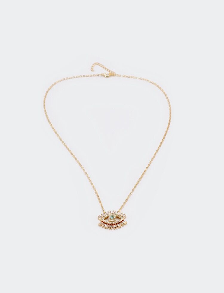 IVIAPRO Fashion Jewelry Hot Sale Brass with 18K Gold Plated Cubic Zircon Evil Eye Pendant Necklace for Gift