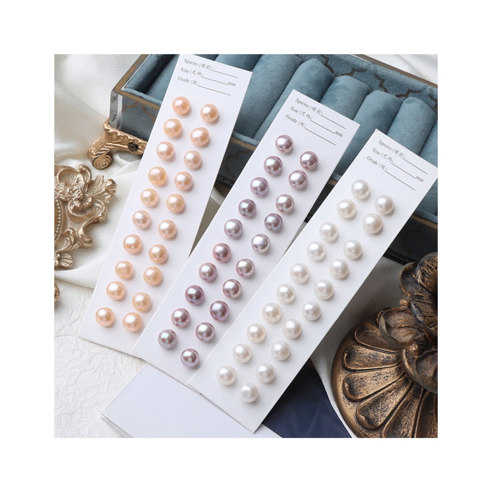 New Hot Pearl Jewelry 925 Sterling Silver Studs Elegant White Orange Purple 4mm-9mm Bread Pearl Stud Earrings for Women