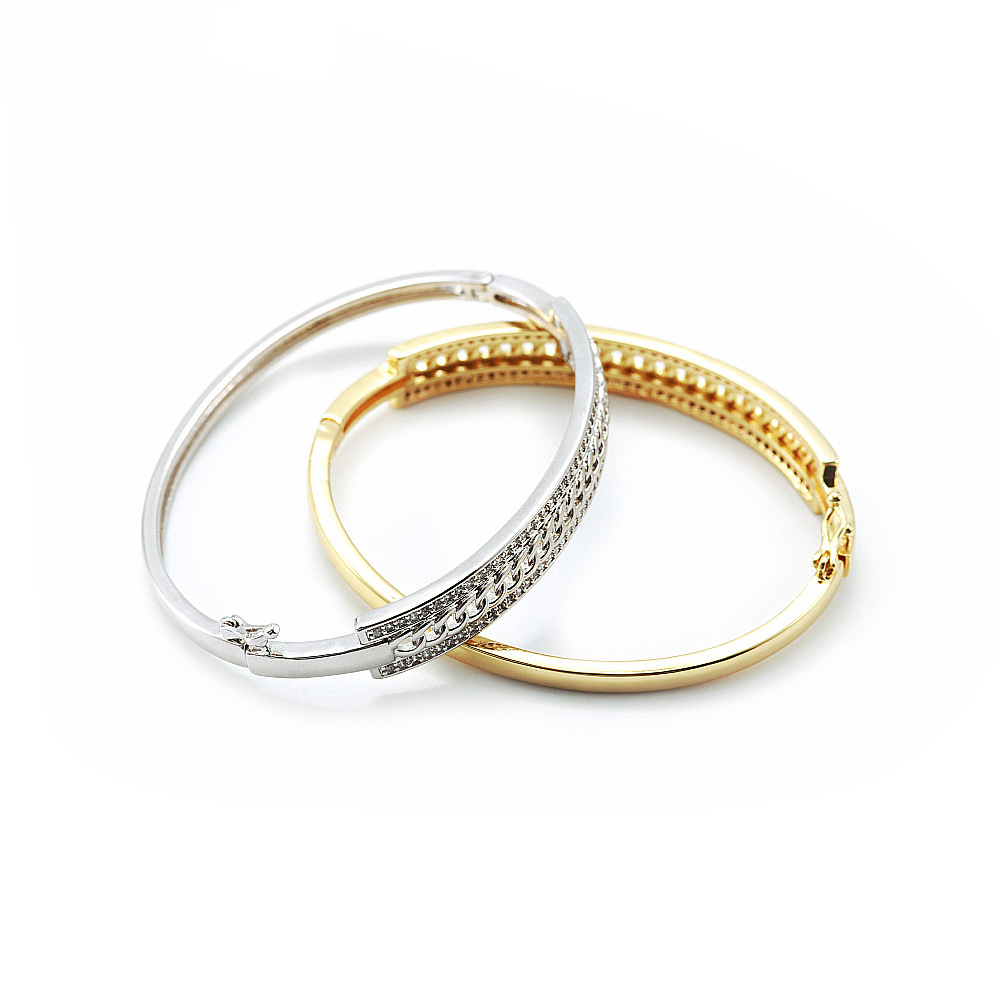 IVIAPRO Jewelry New Arrival Brass with 18K Gold Plated Cubic Zircon Bangles for Women