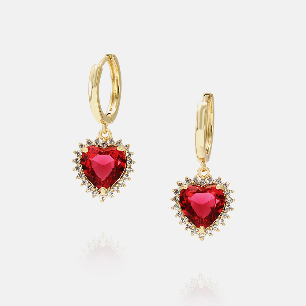IVIAPRO Fashion Jewelry 18K Gold Plated Lovely Colorful Heart Hoop Earrings for Women