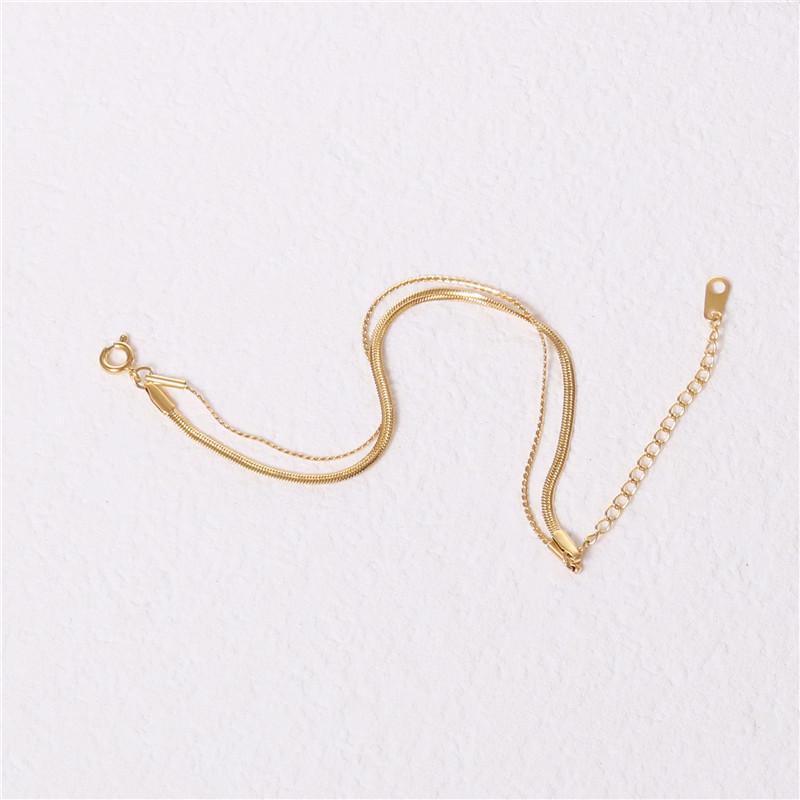 New Arrival High End 18k Gold Plated Stainless Steel Double Layers Chain Bracelet for Women Tarnish Free Jewelry Wholesale