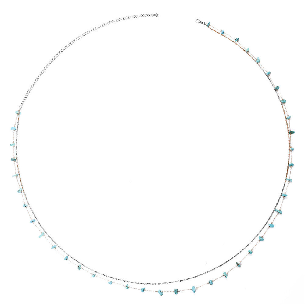 Hot Stainless Steel 18K Gold Plated Natural Stone Waist Chain Body Jewelry Two Layers Sexy Belly Chain for Women