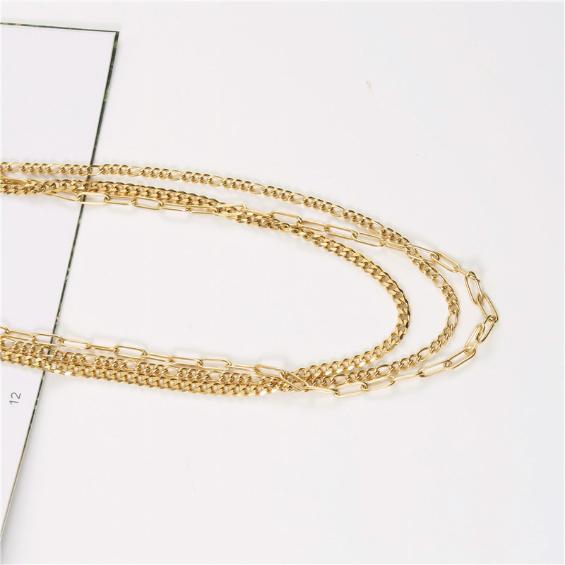 IVIAPRO Jewelry New Arrival Wholesale Stainless Steel 18K Gold Plated Layered Chain Choker Necklace for Women