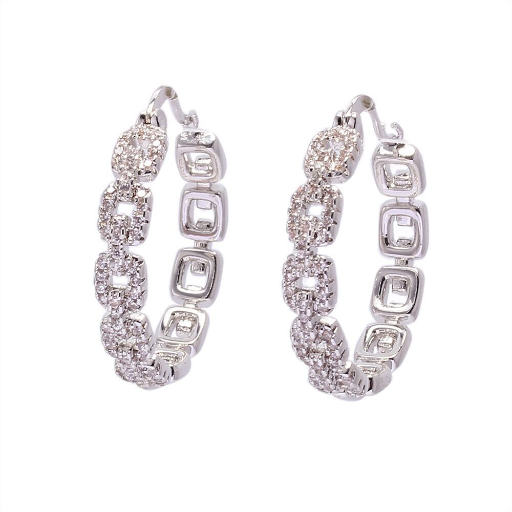 IVIAPRO Fashion Jewelry Wholesale 18K Gold Plated Wedding Party CZ Hoop Earings for Women
