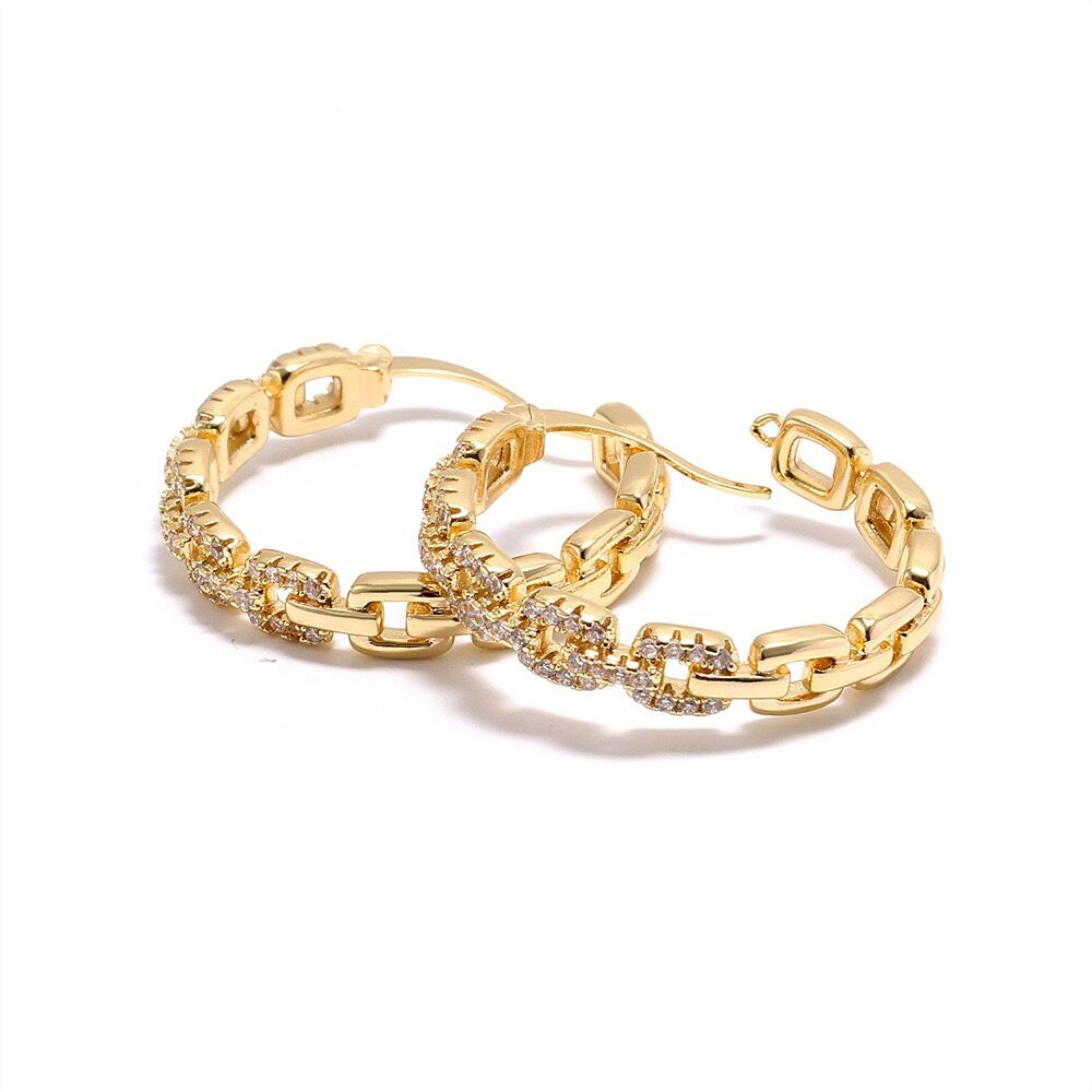 IVIAPRO Fashion Jewelry Wholesale 18K Gold Plated Wedding Party CZ Hoop Earings for Women
