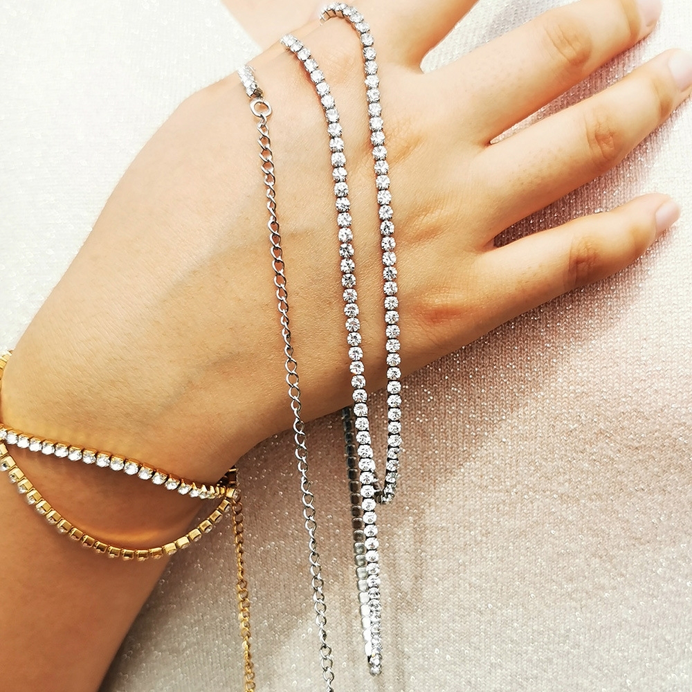 Hot Selling Stainless Steel 18K Gold Plated Tennis Chain Rhinestone Waist Chain Body Jewelry for Women