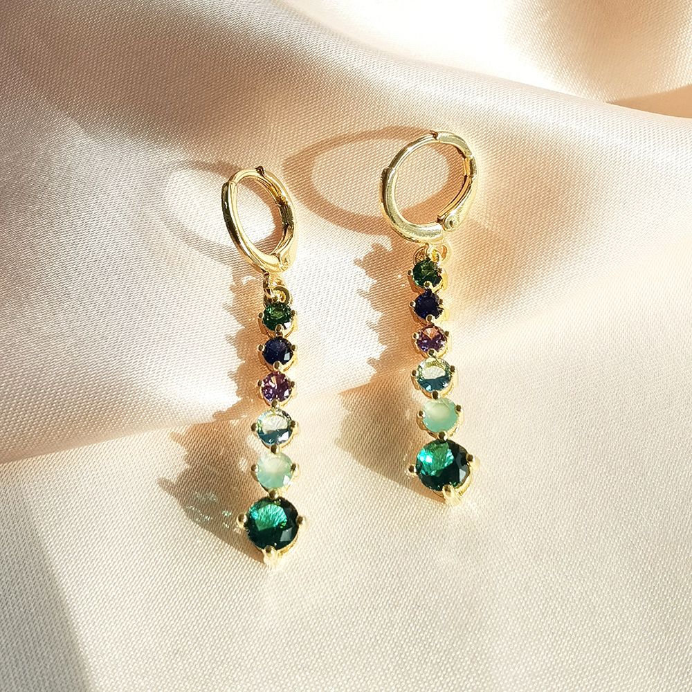 IVIAPRO Women's 18K Gold Plated Colorful Zircon Drop Earrings Fashion Jewelry Wholesale