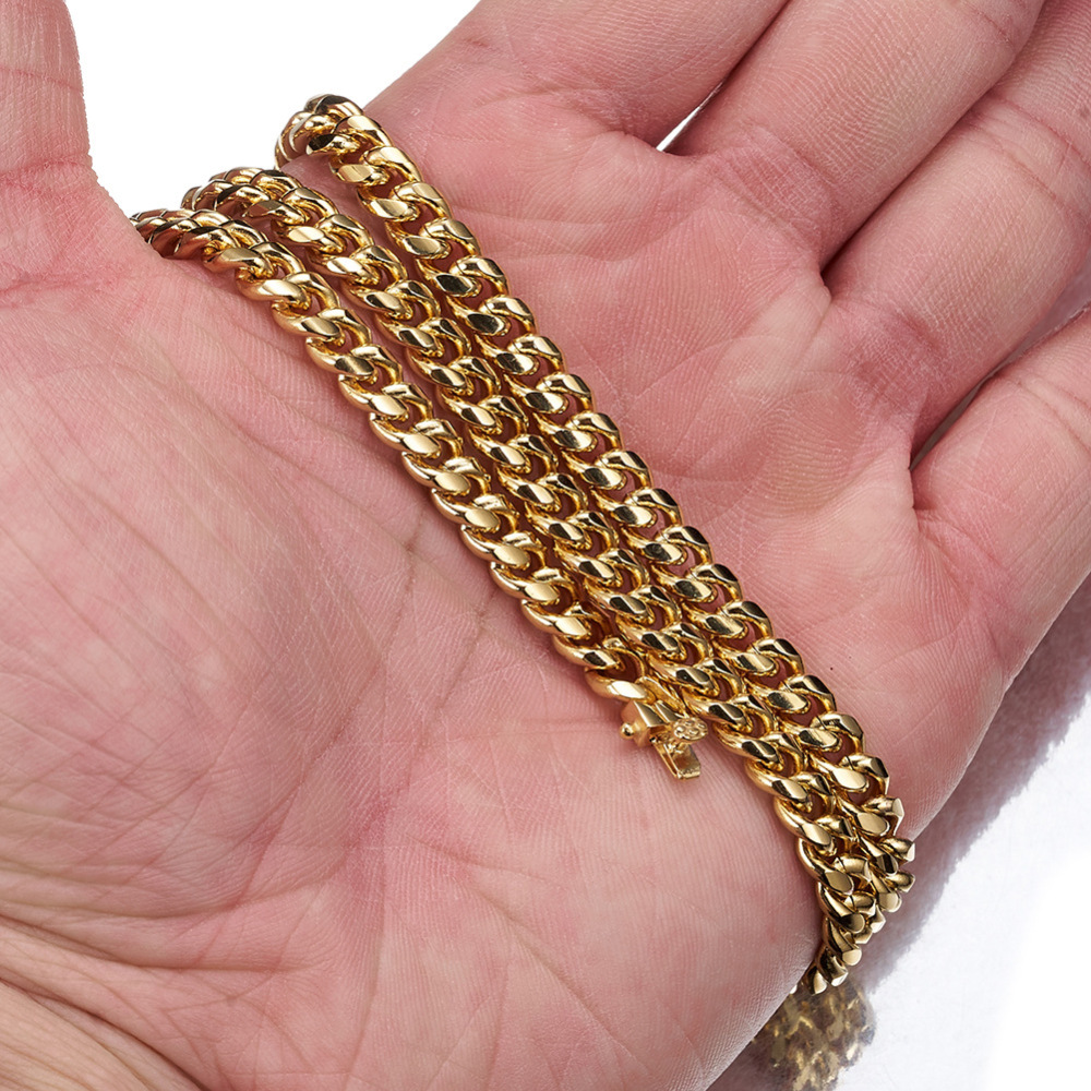 IVIAPRO Fashion Jewelry Wholesale 18K Gold Plated Tarnish Free Stainless Steel Cuban Chain Necklace for Women and Men
