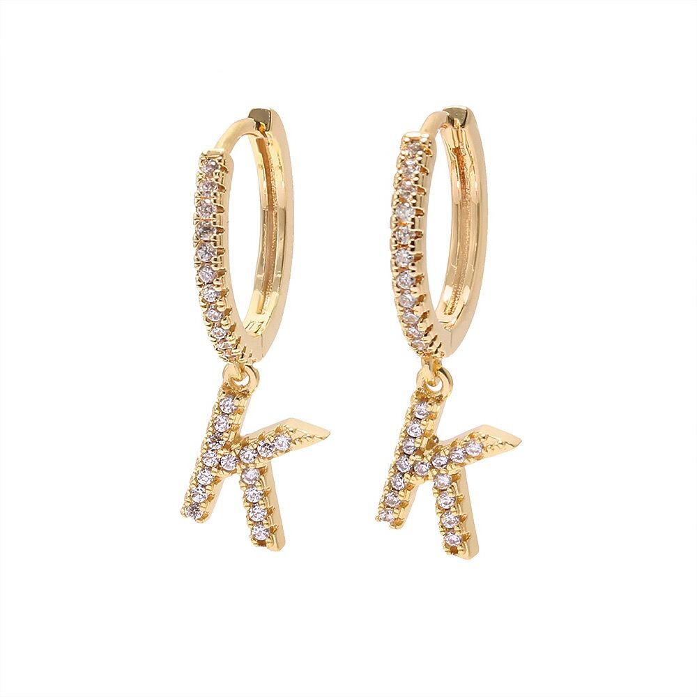 IVIAPRO Hot Selling 26 Letters Earrings 18K Gold Plated Alphabet Initial Letter Hoop Earrings for Gift