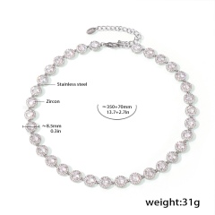 silver Clear round necklace