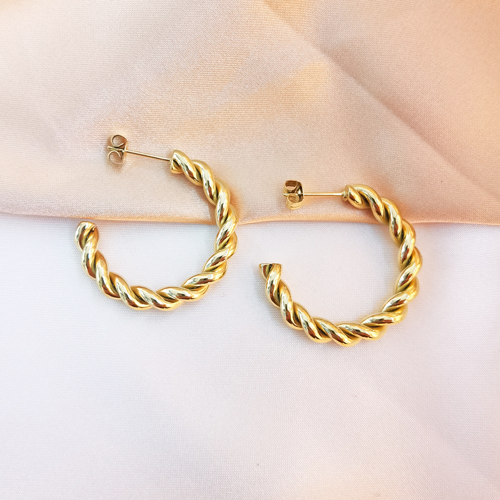 IVIAPRO Chunky Twisted 18K Gold Hoop Earrings