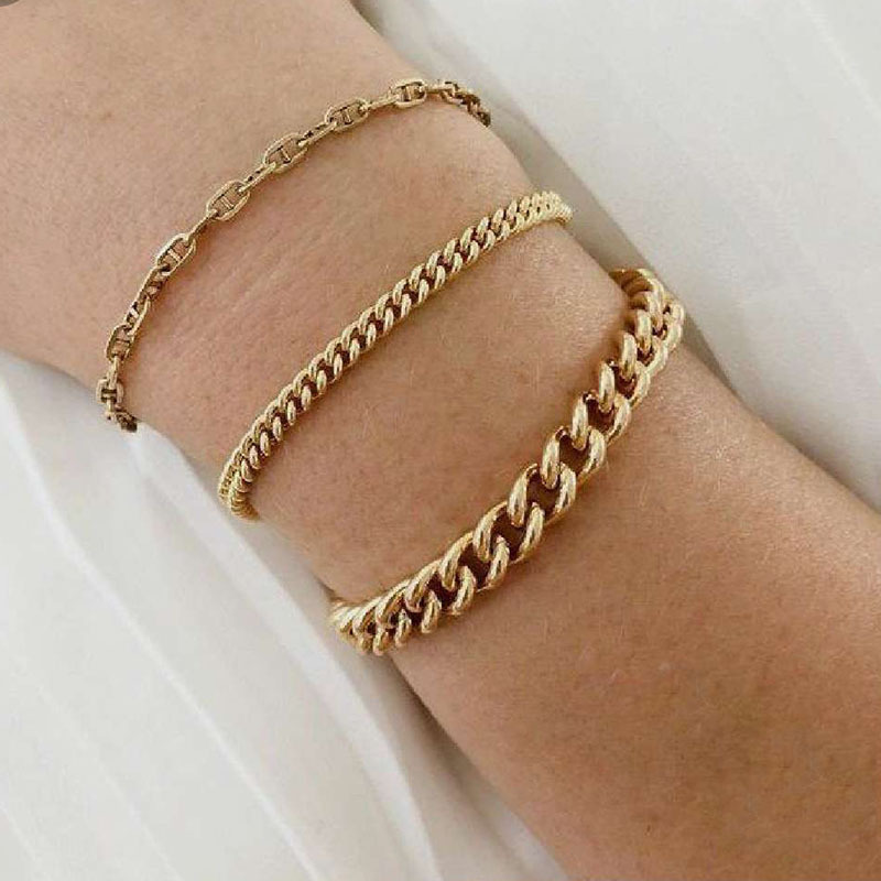 IVIAPRO Wholesale High End 18K Gold Plated Stainless Steel Link Chain Bracelet for Women