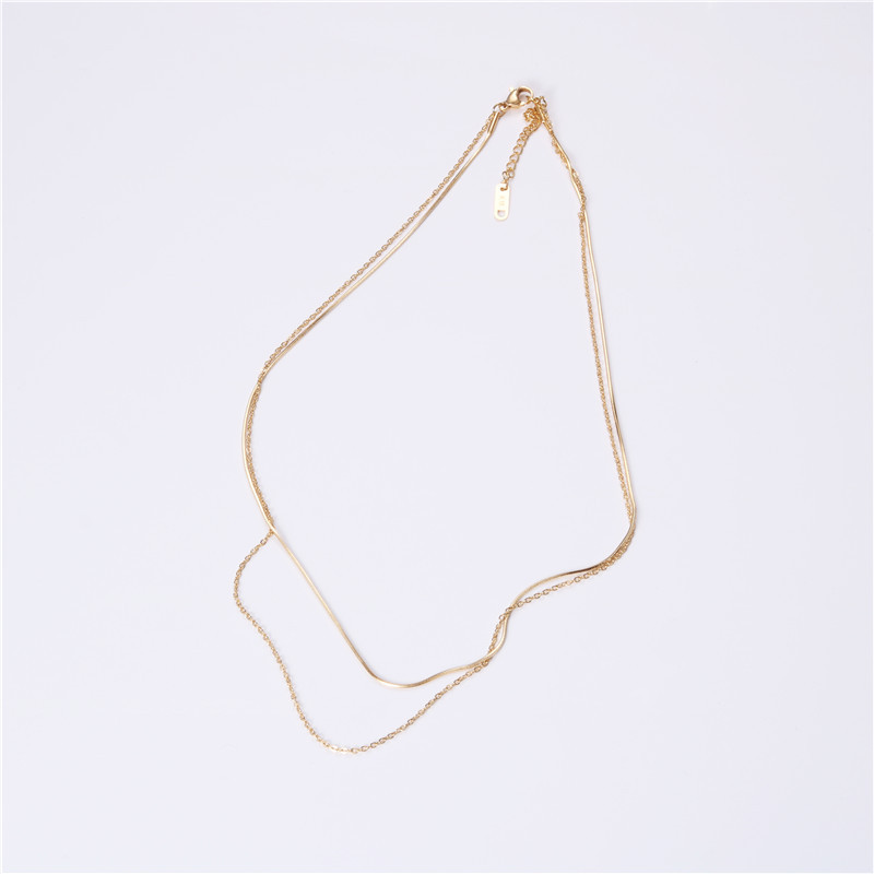 Fashion Jewelry Personalized Gold Plated Stainless Steel Double Layers Choker Necklace