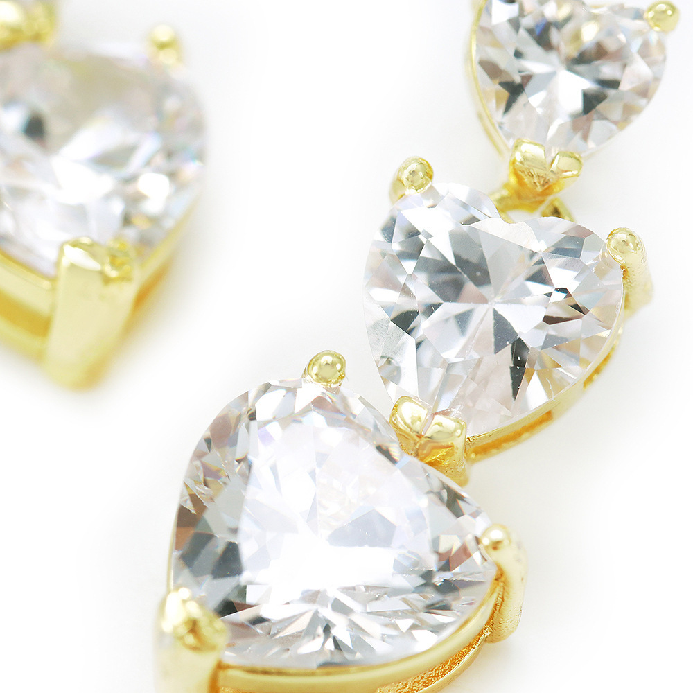 IVIAPRO Jewelry New Arrival 18K Gold Plated Three Hearts Cubic Zircon Drop Earrings for Women