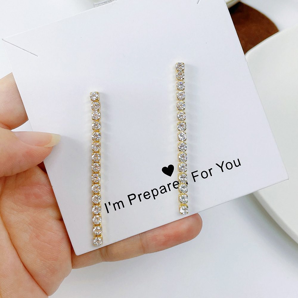 IVIAPRO Jewelry New Arrival 18K Gold Plated Tennis Chain Tassel Drop Earrings for Women