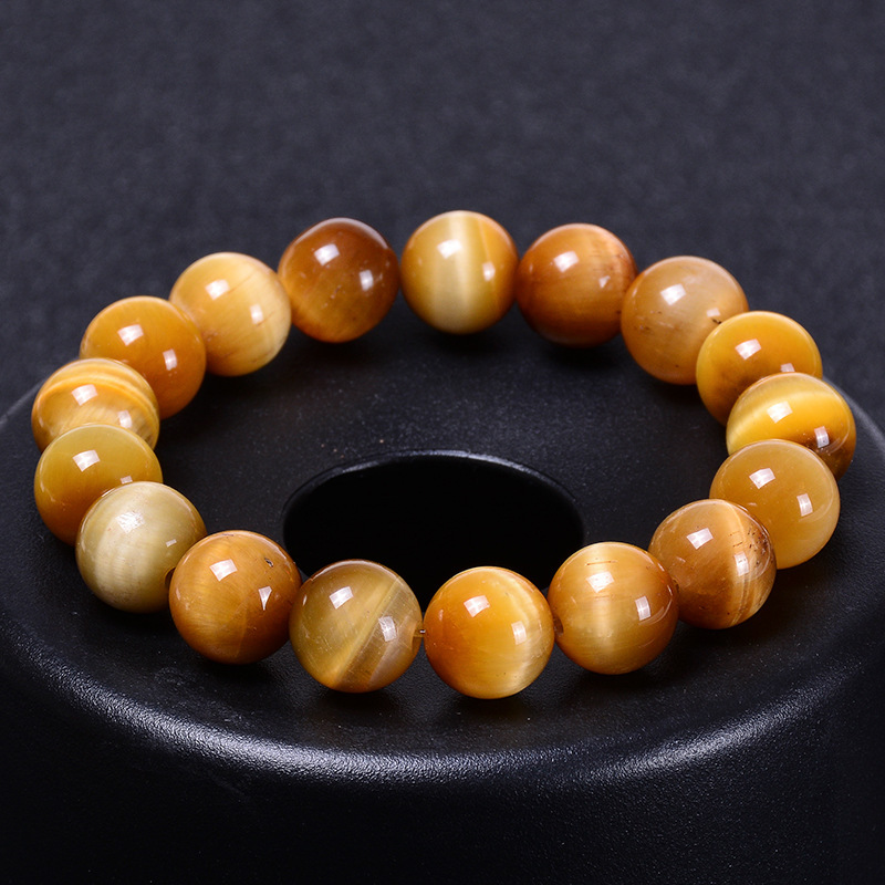 Hot Sale Trendy Natural Golden Tiger Eye Stones Beaded Bracelets for Men and Women Couple Crystal Bracelets