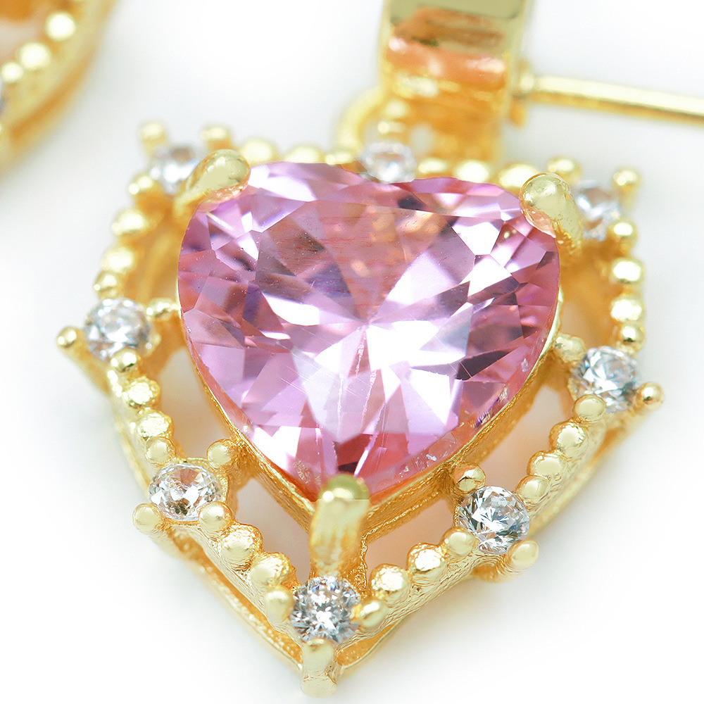 New Arrival Pretty Jewelry Brass 18K Gold Plated Heart Shape CZ Stud Earrings for Women Valentine's Day Gift