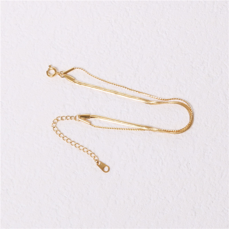 New Arrival High End 18k Gold Plated Stainless Steel Double Layers Chain Bracelet for Women Tarnish Free Jewelry Wholesale