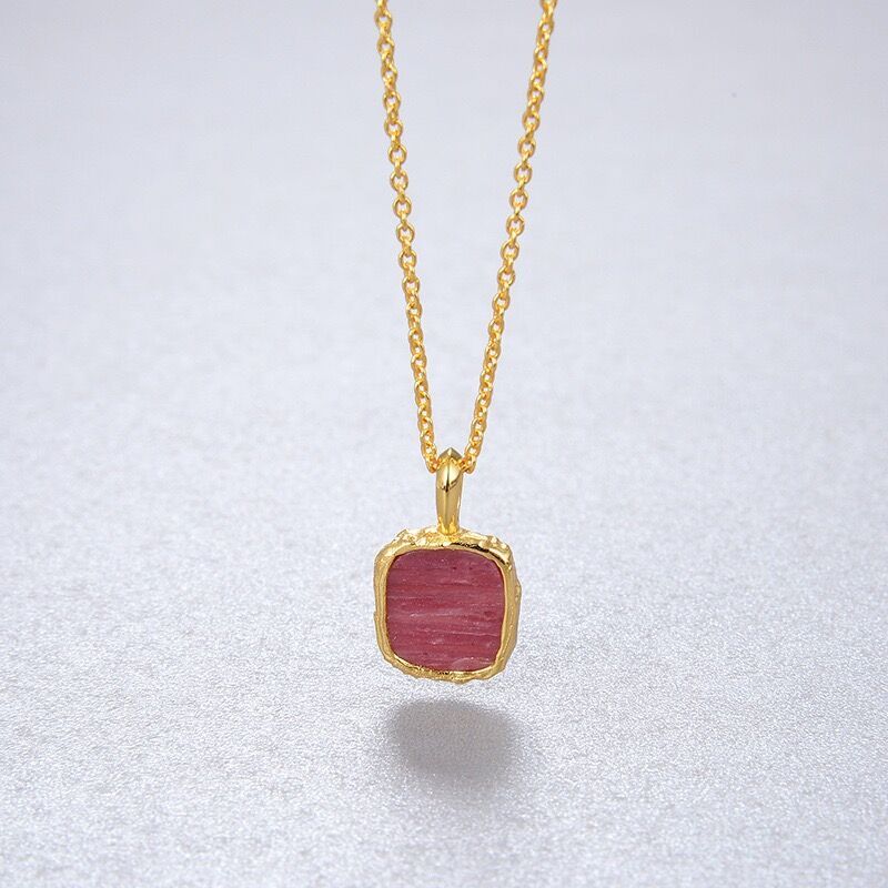 IVIAPRO S925 Silver Gold Plating Tiny Natural Moonstone Turquoise Labradorite Rhodochrosite Necklace